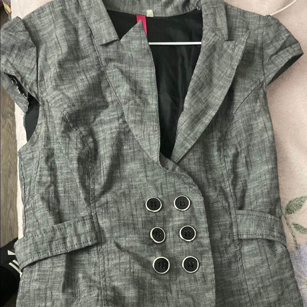 HeartSoul Charcoal Double-Breasted Blouse